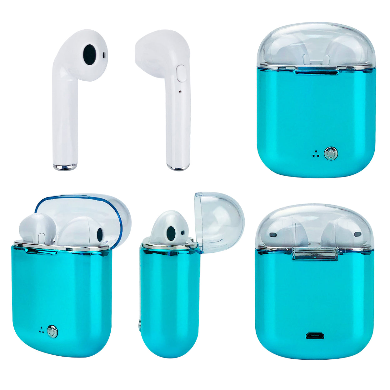 Clear Top Dual Chamber Wireless Bluetooth Earphones With Charging Box by VistaShops